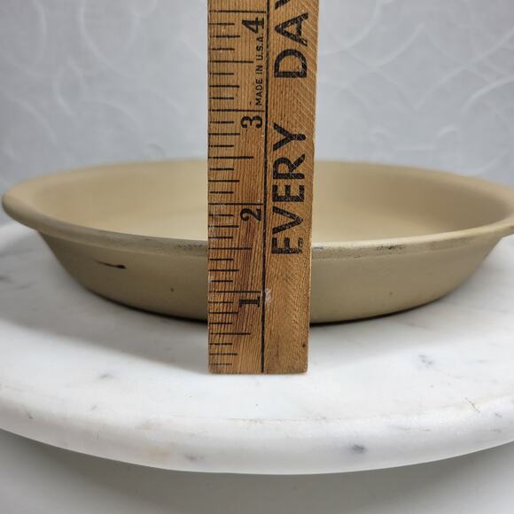VTG Pampered Chef Stoneware Pie Plate 10" Cream Round Deep Baking Dish 1996 - Picture 3 of 11